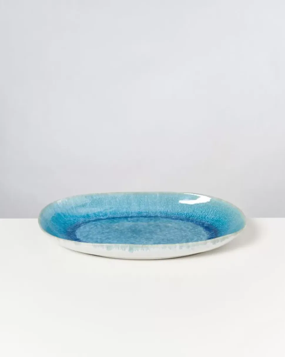 Alcachofra Servierplatte L Grunblau