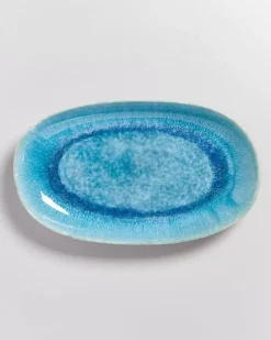 Alcachofra Servierplatte L Grunblau