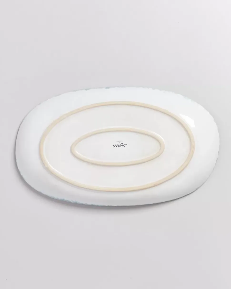 Alcachofra Servierplatte L Grunblau