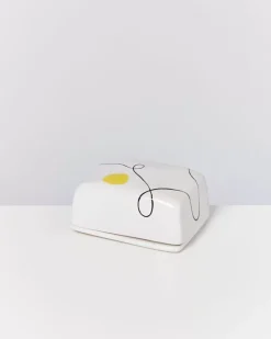 Alojamento Butterdose Weis Mit Bemalung