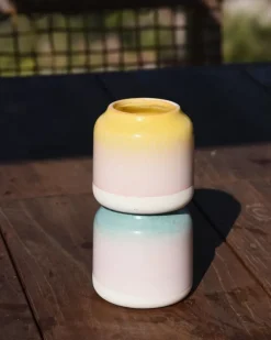 Bebe Vase Gelb Rosa Gesprenkelt