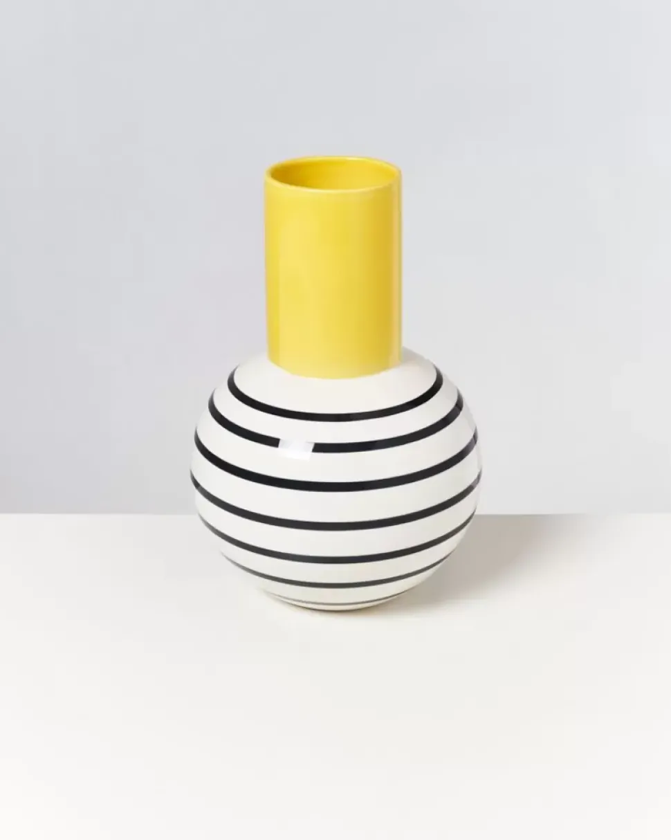 Bola Vase L Gelb Schwarz Gestreift