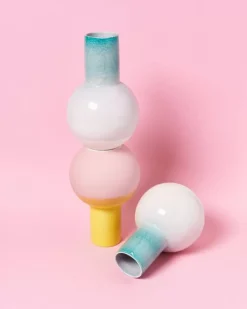 Bola Vase M Grun Rosa Gesprenkelt