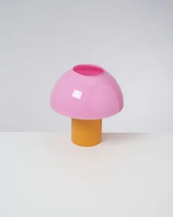 Cogumelo Glaslampe Rosa Gelb