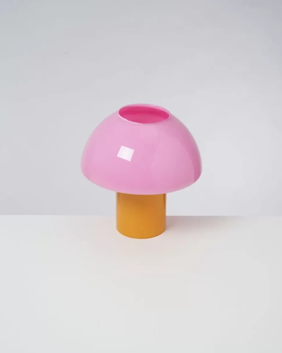 Cogumelo Glaslampe Rosa Gelb