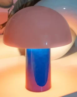 Cogumelo Keramiklampe Rosa Blau