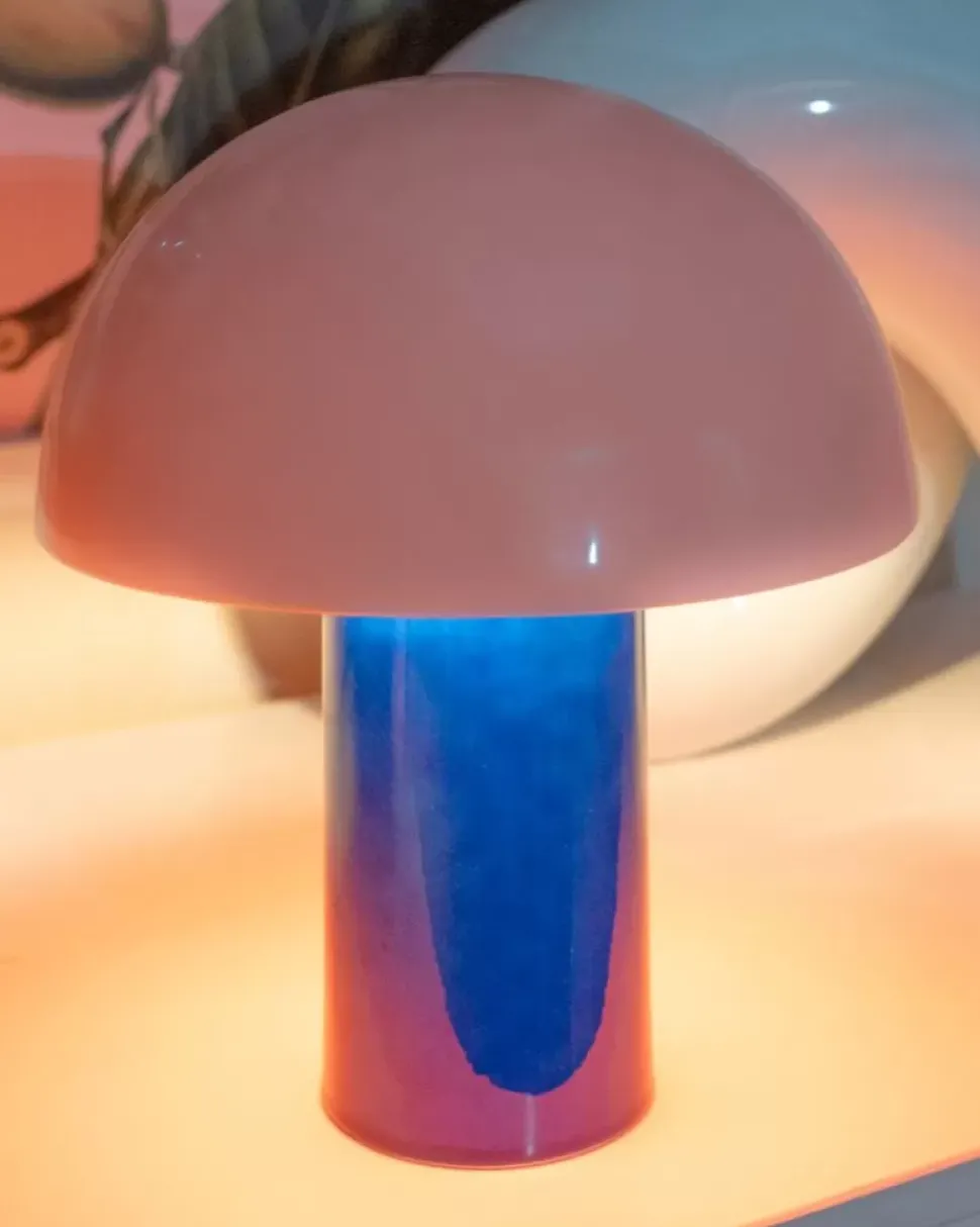 Cogumelo Keramiklampe Rosa Blau