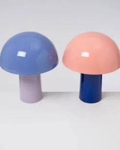 Cogumelo Keramiklampe Rosa Blau