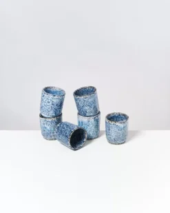 Cordoama 6Er Set Becher Klein Blau Gesprenkelt