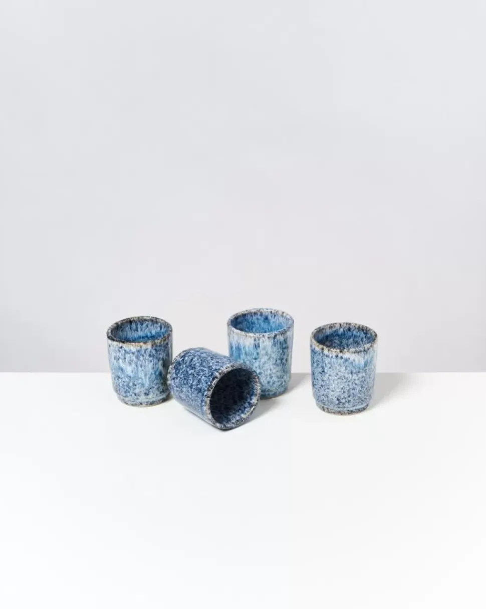 Cordoama 4Er Set Becher Klein Blau Gesprenkelt