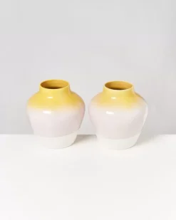 Madalin Vase Gelb Rosa Gesprenkelt