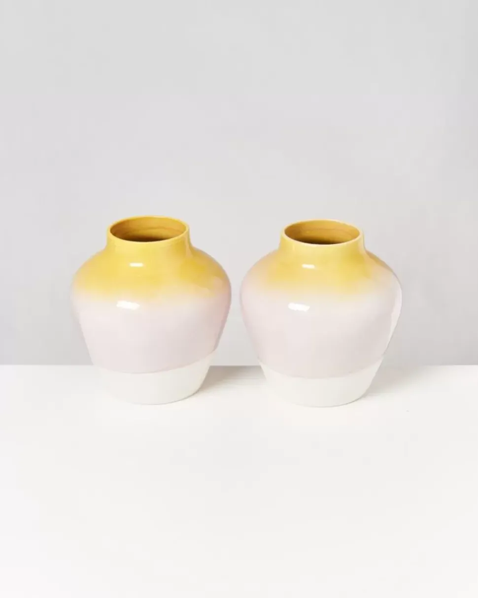 Madalin Vase Gelb Rosa Gesprenkelt