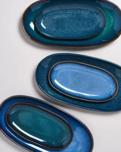 Melides Servierplatte L Navygreen