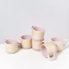 Nodoa 6Er Set Tasse Rosa Gelb Gestreift