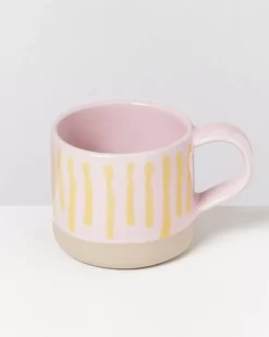 Nodoa 6Er Set Tasse Rosa Gelb Gestreift