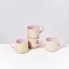Nodoa 4Er Set Tasse Rosa Gelb Gestreift