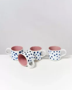 Nodoa 4Er Set Tasse Rosa Mit Punkten