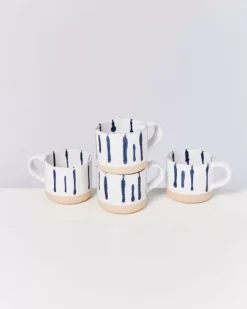 Nodoa 4Er Set Tasse Weis Blau