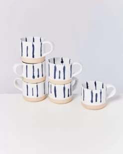Nodoa 6Er Set Tasse Weis Blau