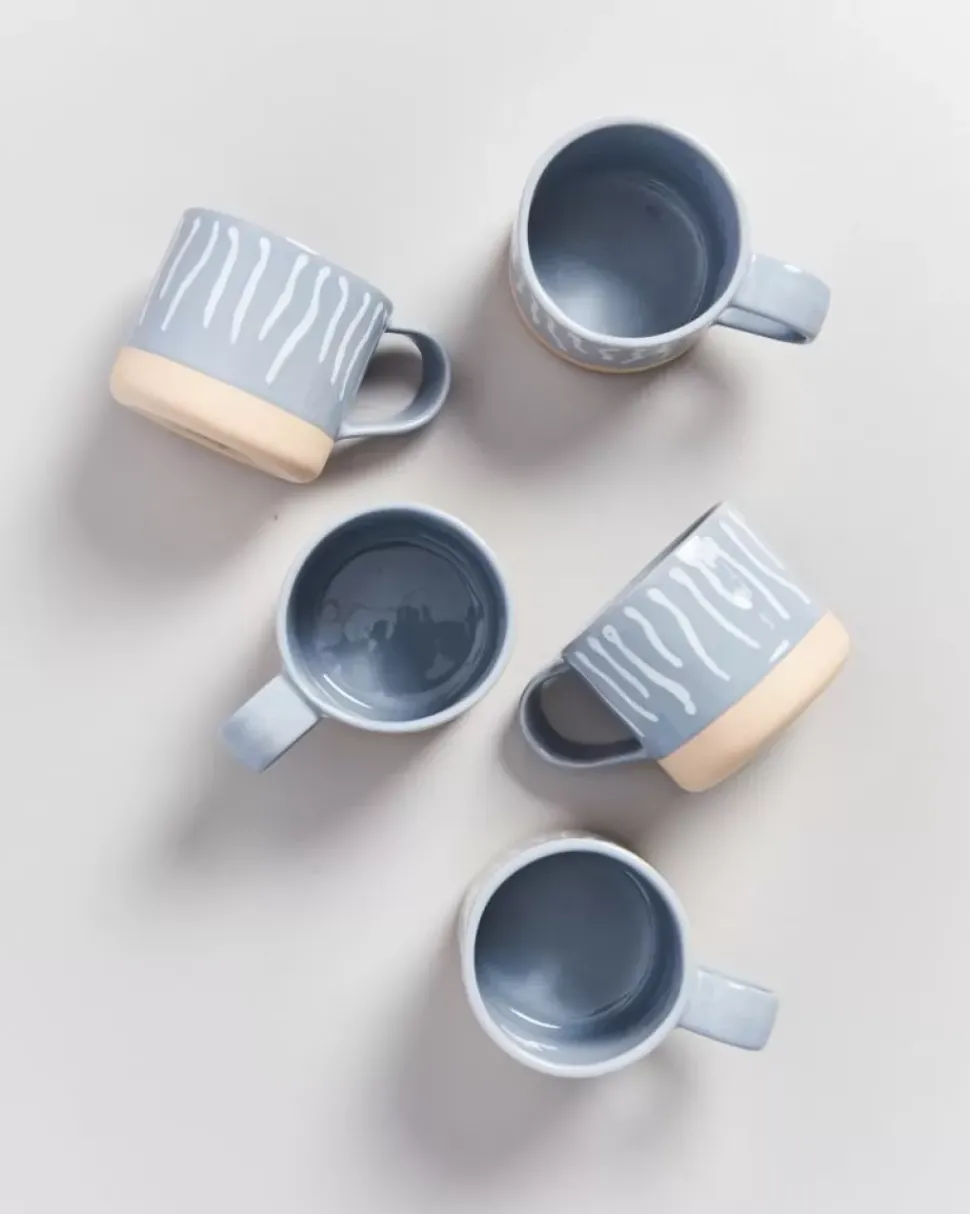 Nodoa Tasse Grau Weis Gestreift