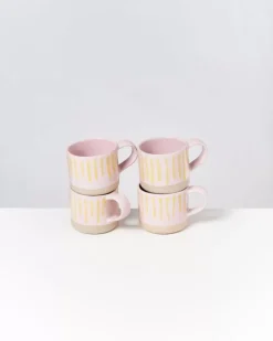 Nodoa Tasse Rosa Gelb Gestreift