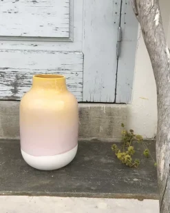 Nuno Vase L Gelb Rosa Gesprenkelt