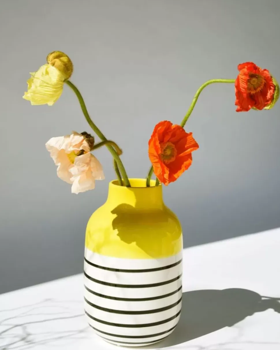 Nuno Vase L Gelb Schwarz Gestreift