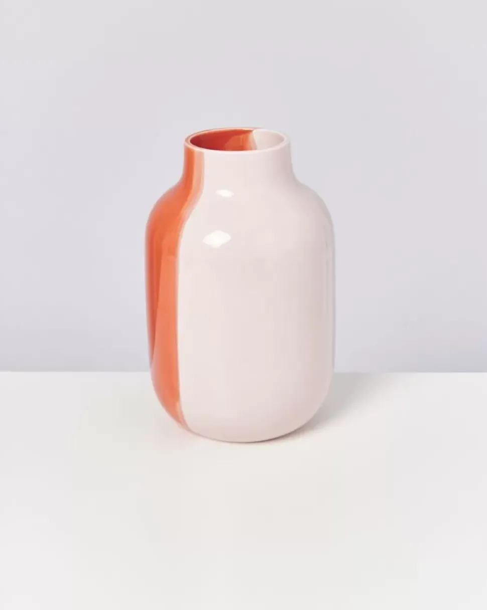 Nuno Vase L Half Coral Rose