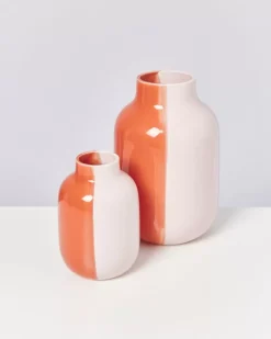 Nuno Vase L Half Coral Rose