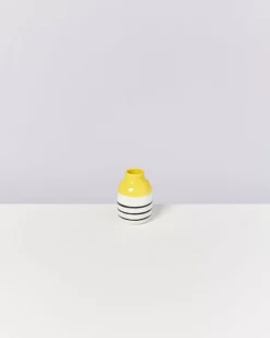 Nuno Vase S Gelb Schwarz Gestreift