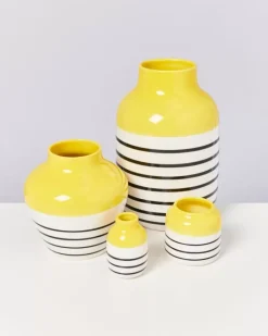 Nuno Vase S Gelb Schwarz Gestreift
