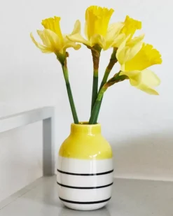 Nuno Vase S Gelb Schwarz Gestreift