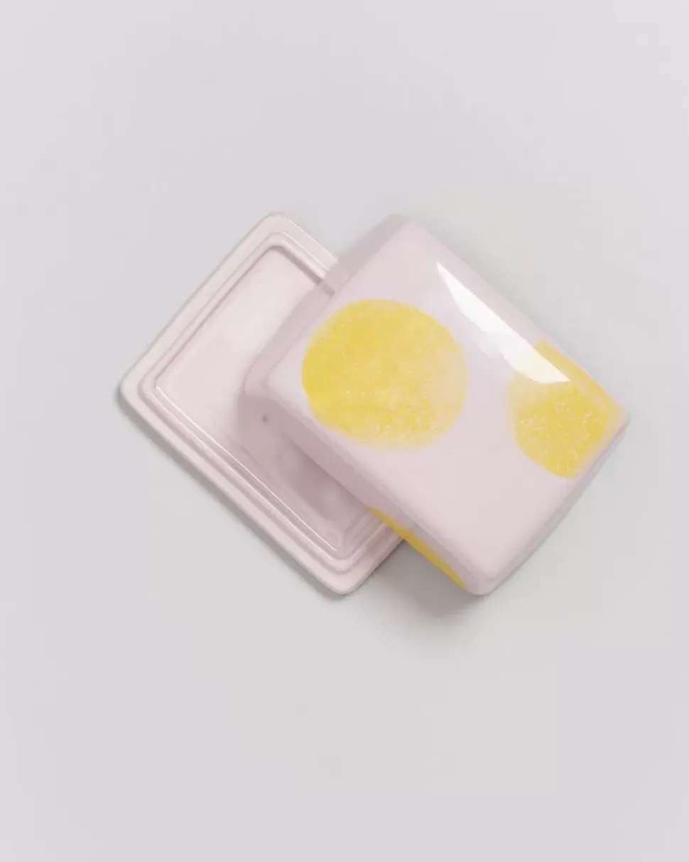Seia Butterdose Rosa Gelb Gepunktet