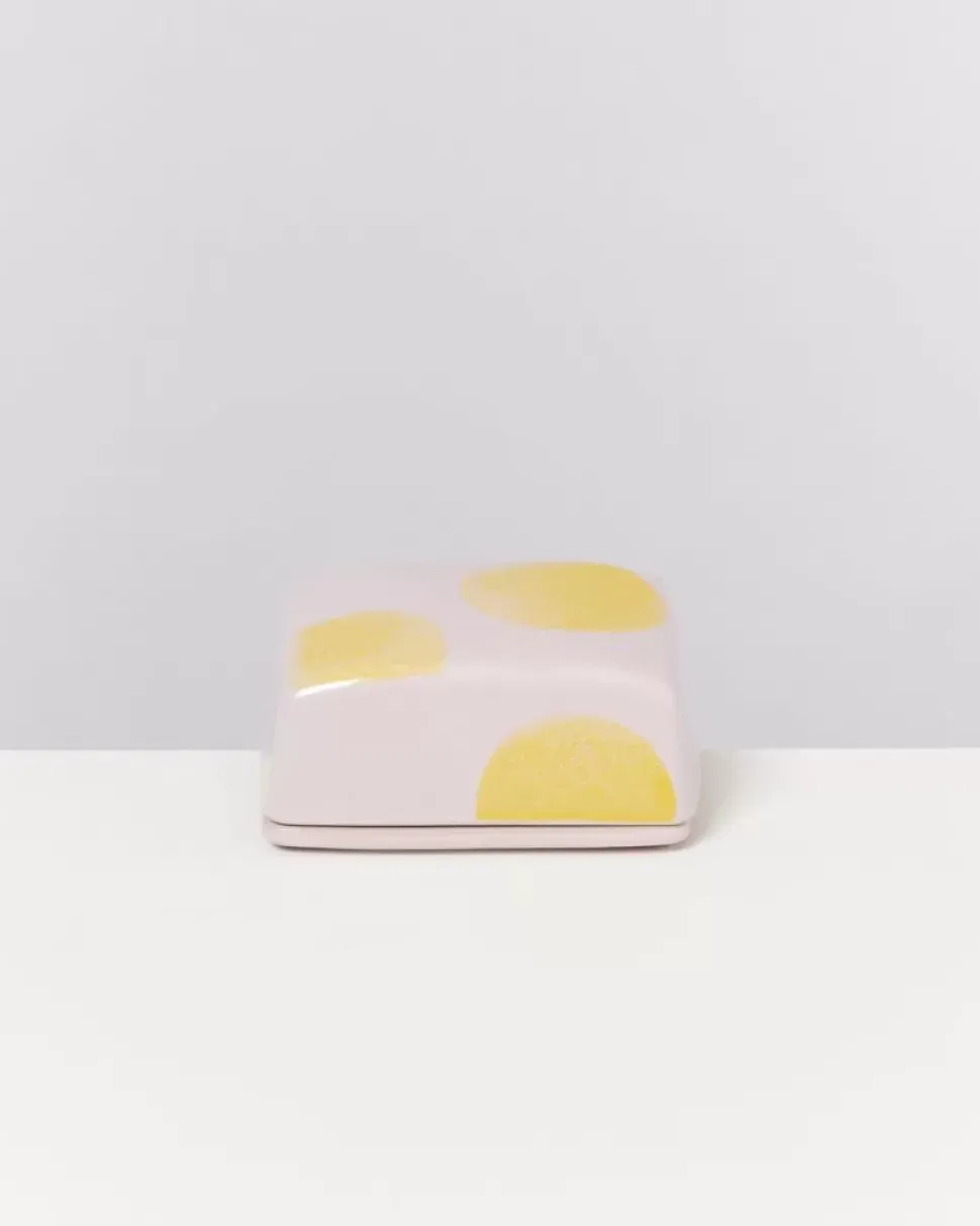 Seia Butterdose Rosa Gelb Gepunktet