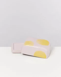 Seia Butterdose Rosa Gelb Gepunktet